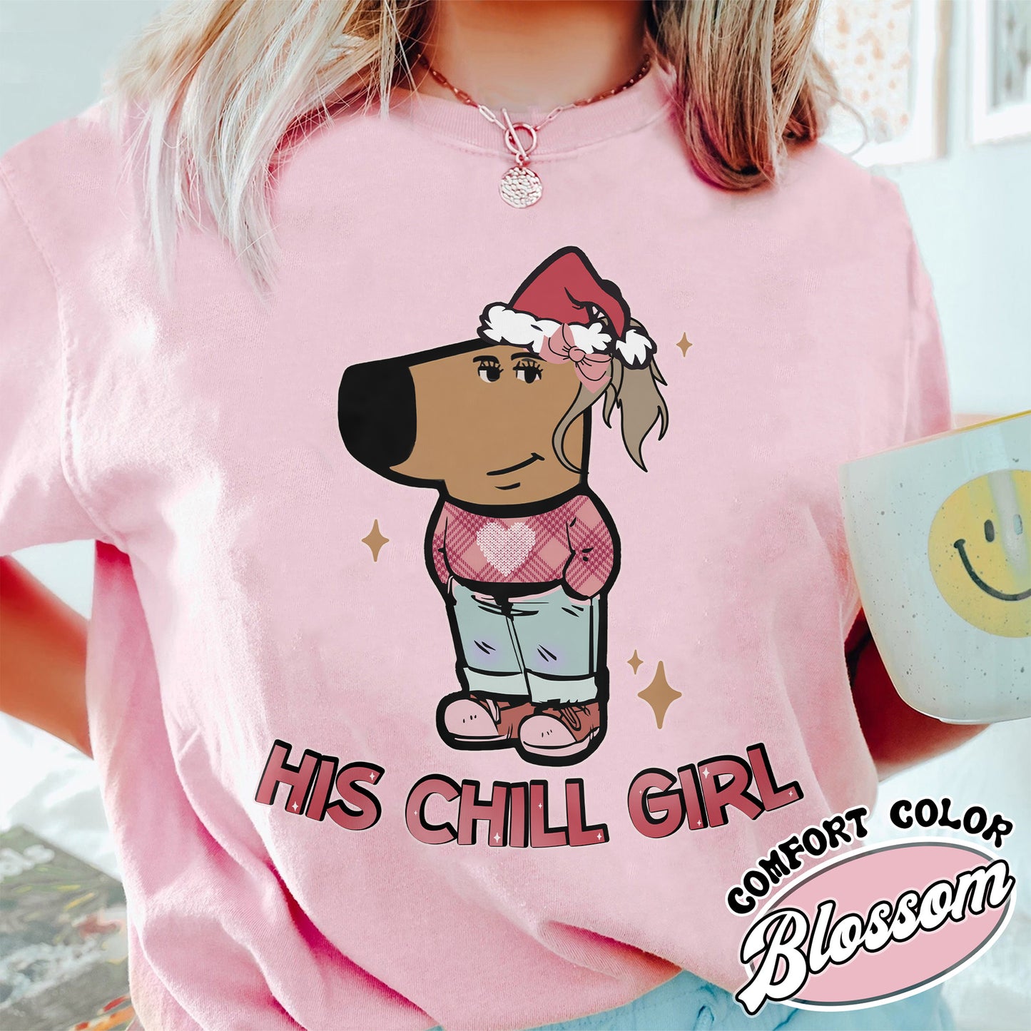 Chilly Christmas Comfort Color Shirt, Funny Boyfriend Shirt, Chill Dog TikTok Meme, Viral Dog Cartoon Shirt, Matching Xmas Tshirt, Funny Couple Christmas Shirt