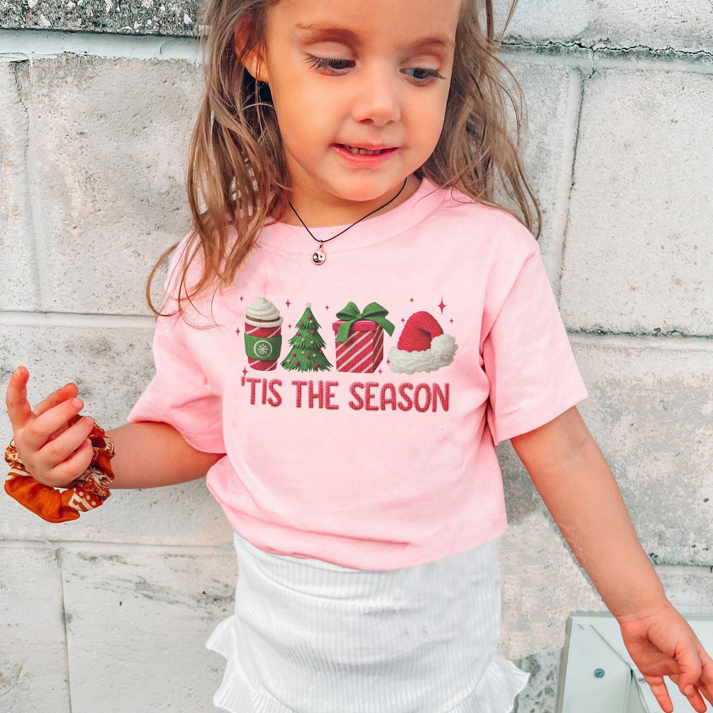 Tis The Season Shirt: Christmas Coffee, Holiday Gift, Santa Hat Tree, Festive Christmas Outfit Youth Tshirt