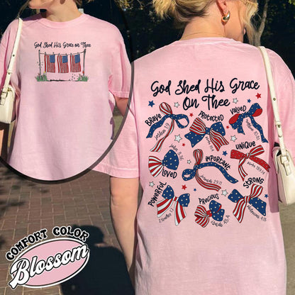 4th of July Comfort Color Shirt, God Shed His Grace on Thee Shirt, Christian Patriotic Sublimation Shirt