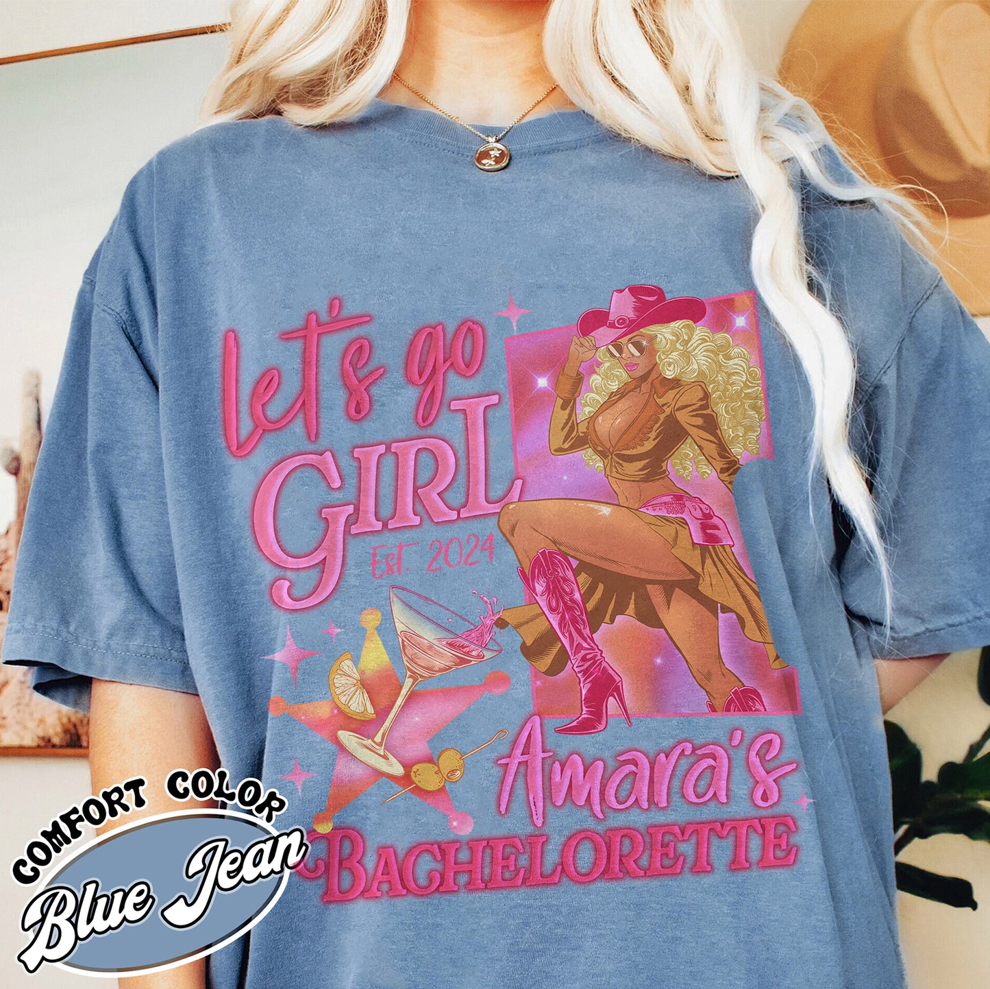 Lets Go Girls Cowgirl Shirt, Custom Name Bachelorette Shirts, Bridal Party Gifts, Gift for Bride, Bach Trip Shirts, Personalized Wedding Shirt