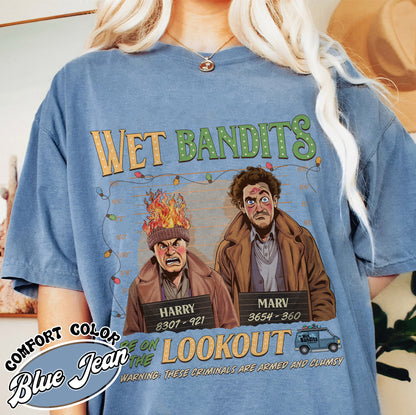 Wanted the Wet Bandits Comfort Color Shirt, Christmas Shirt, Retro Funny Christmas Shirt, Christmas 90s Movies Shirt, Christmas Movies, Merry Christmas