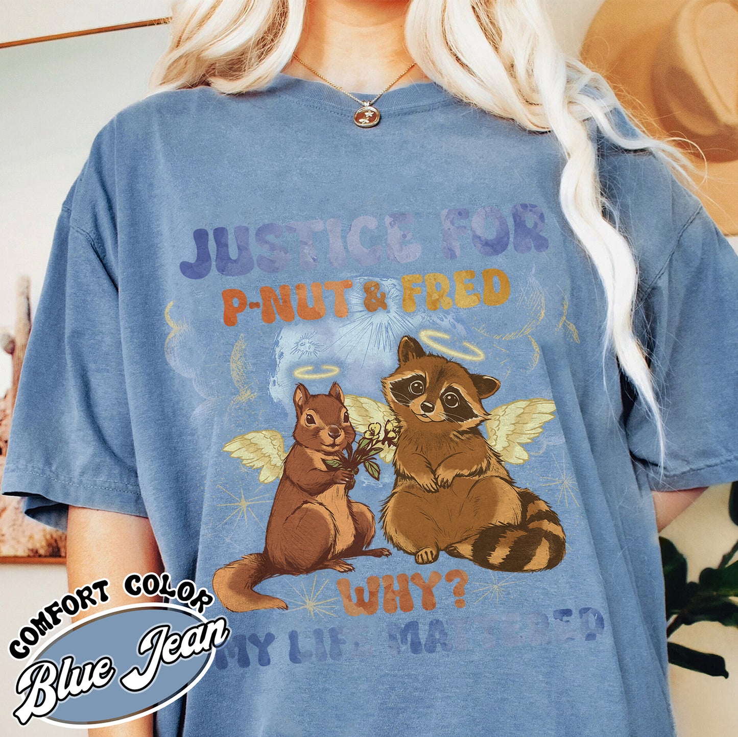 Justice for P'nut and Fred Shirt,P’Nut The Squirrel,Raccoon With Moon Shirt,Animal Rights Shirt,P'nut and Raccoons Vintage Graphic shirt