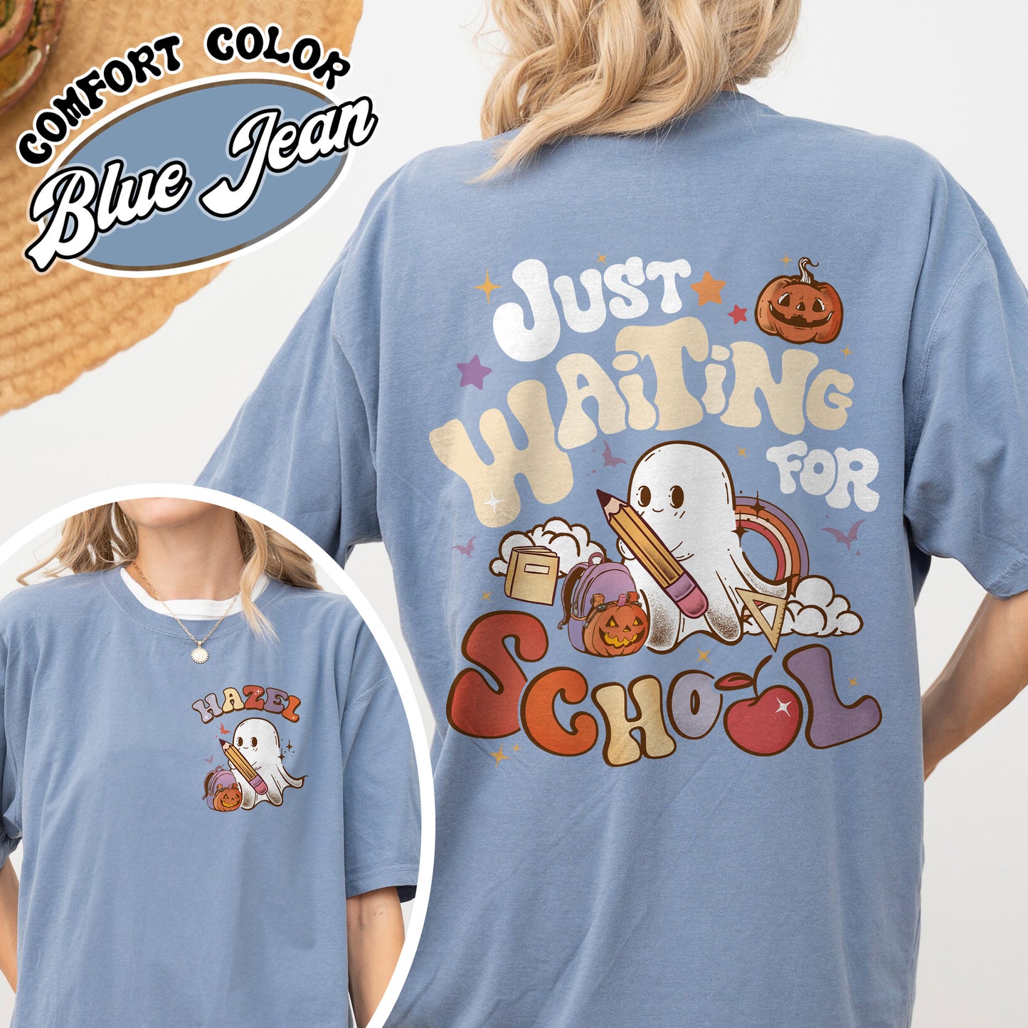 Halloween Comfort Color Shirt, Waiting for Back to School Shirt, Custom Halloween Teacher Shirt