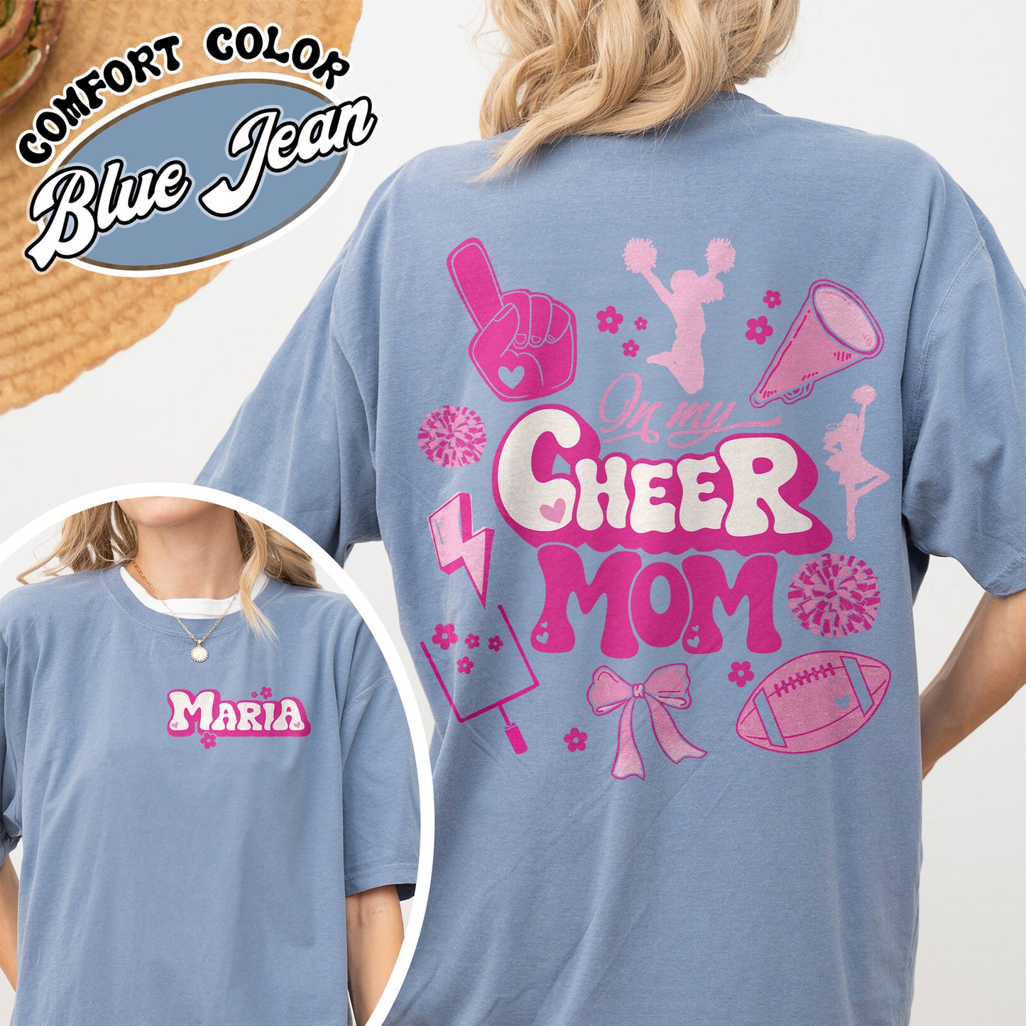 In My Cheer Mom Era Tshirt, Custom Cheer Mom Shirt, Cheer Mom Shirt, Football And Cheer Mom, Cheer Mom Shirt Name, Cheer Mom Summit Shirt