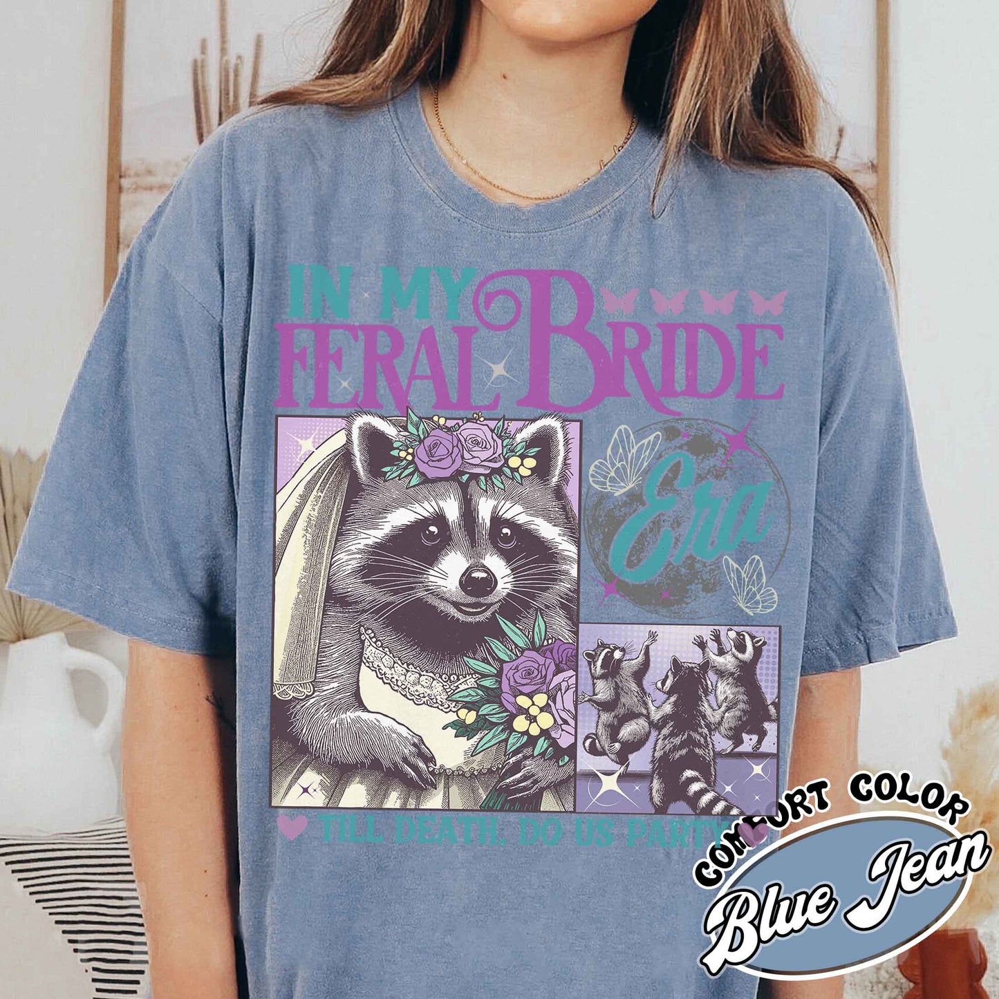 Funny Bride Shirt, Raccoon Bride Shirt, in My Raccoon Bride Era Shirt, Gift for Bride, Distressed Retro Raccoon Bride Comfort Colors TShirt