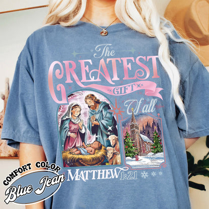 The Greatest Gift of All Shirt, Christmas Family Shirt With the Nativity, Christian Christmas Shirts Family, Christmas Nativity Shirt