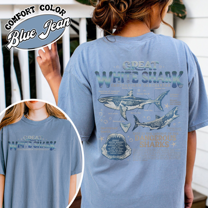 Great White Shark Anatomy Comfort Colors Shirt, Shark Shirt, Great White Shark Biology Shirt, Great White Shark Drawing,Marine Biology Shirt