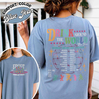 Disney Comfort Color Shirt, Epcot Drink Around the World Shirt, Disney Trip Shirt