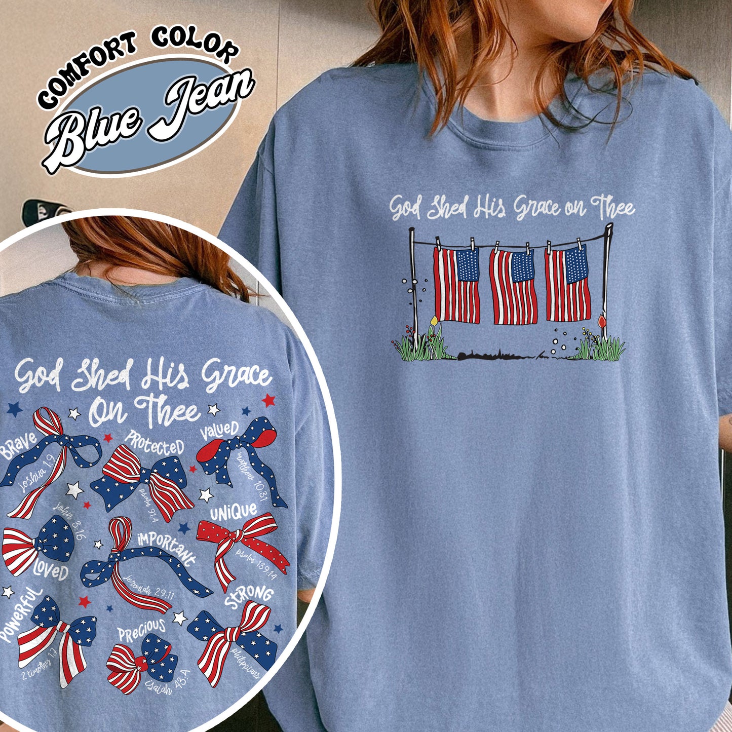 4th of July Comfort Color Shirt, God Shed His Grace on Thee Shirt, Christian Patriotic Sublimation Shirt