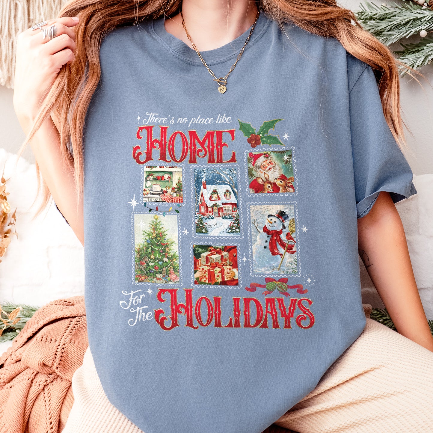 Home for the Holidays Shirt: Vintage Christmas Shirt, Merry Xmas Shirt, Festive Family Xmas Shirt