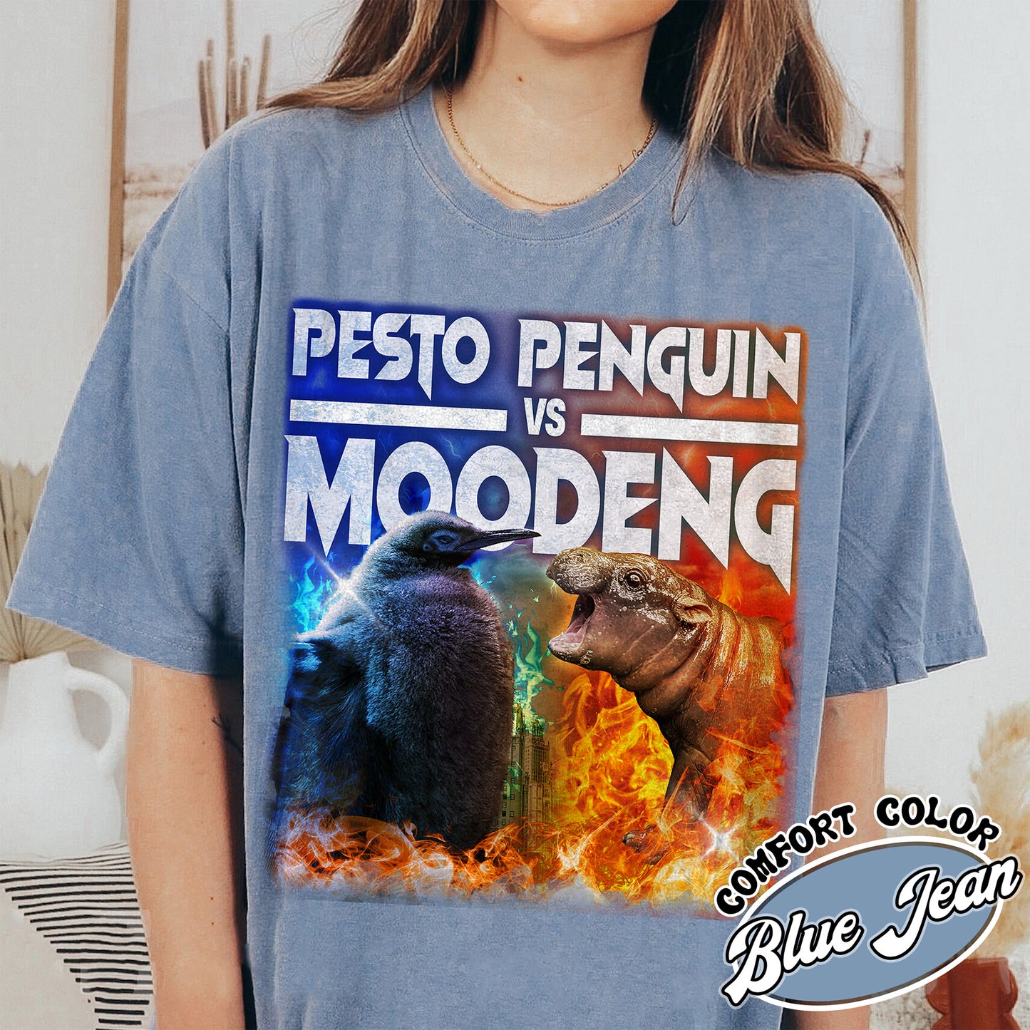 Pesto the Penguin Shirt, Moo Deng Shirt, Hippo Moo Deng Shirt, Animal Lover Gift, the Penguin Viral Cute Shirt, Funny Penguin, Zoo Baby Hippo