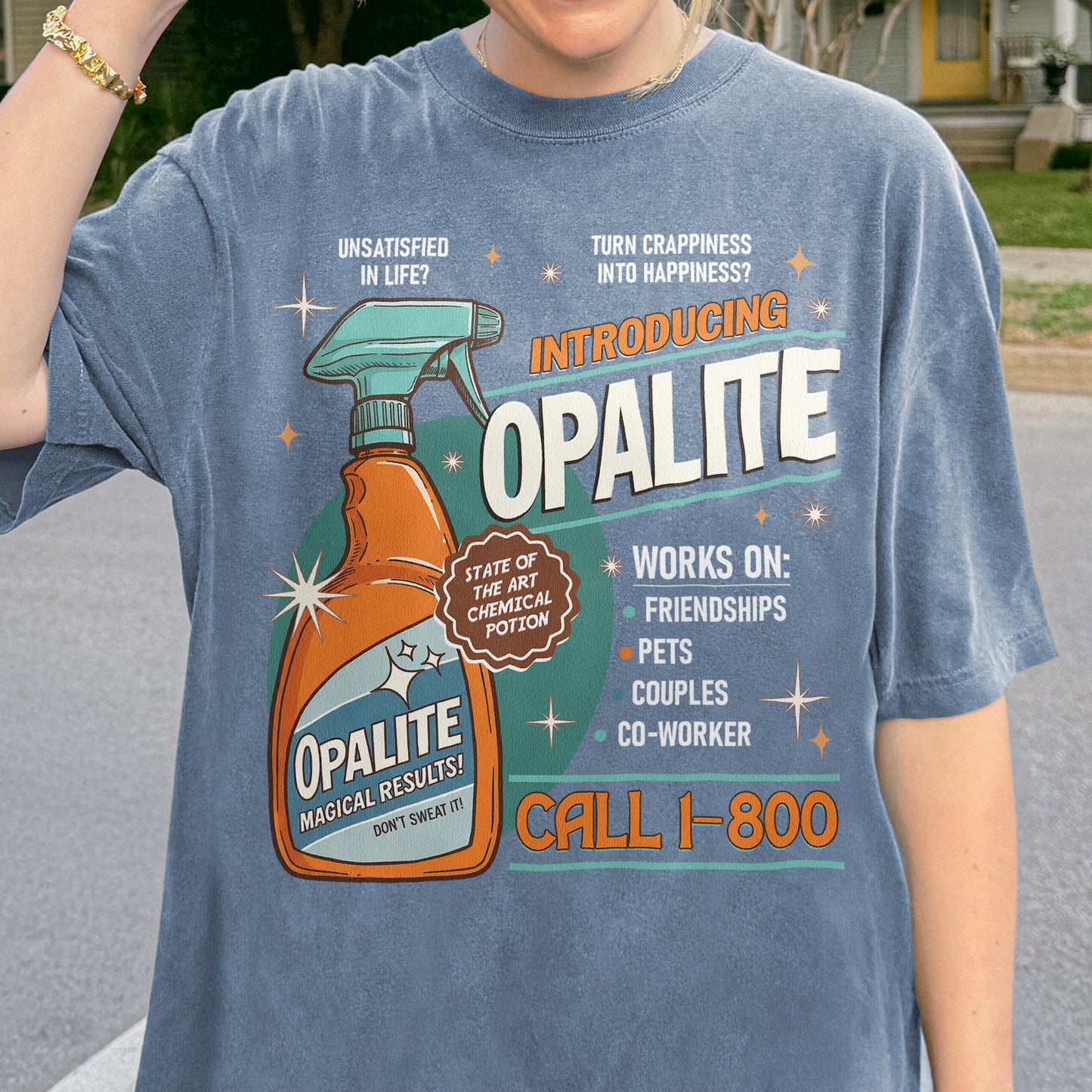 Opalite Spray Retro Graphic, Don't Sweat It, Magical Result, Showgirl Tshirt