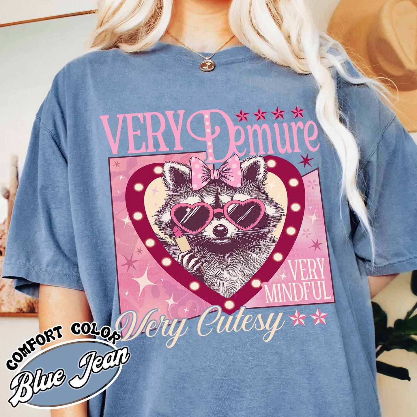 Very Demure Very Mindful Comfort Color Shirt, Racoon Merch, Funny Racoon Shirt, Very Demure Shirt, Demure Social Club Shirt, Funny Shirt