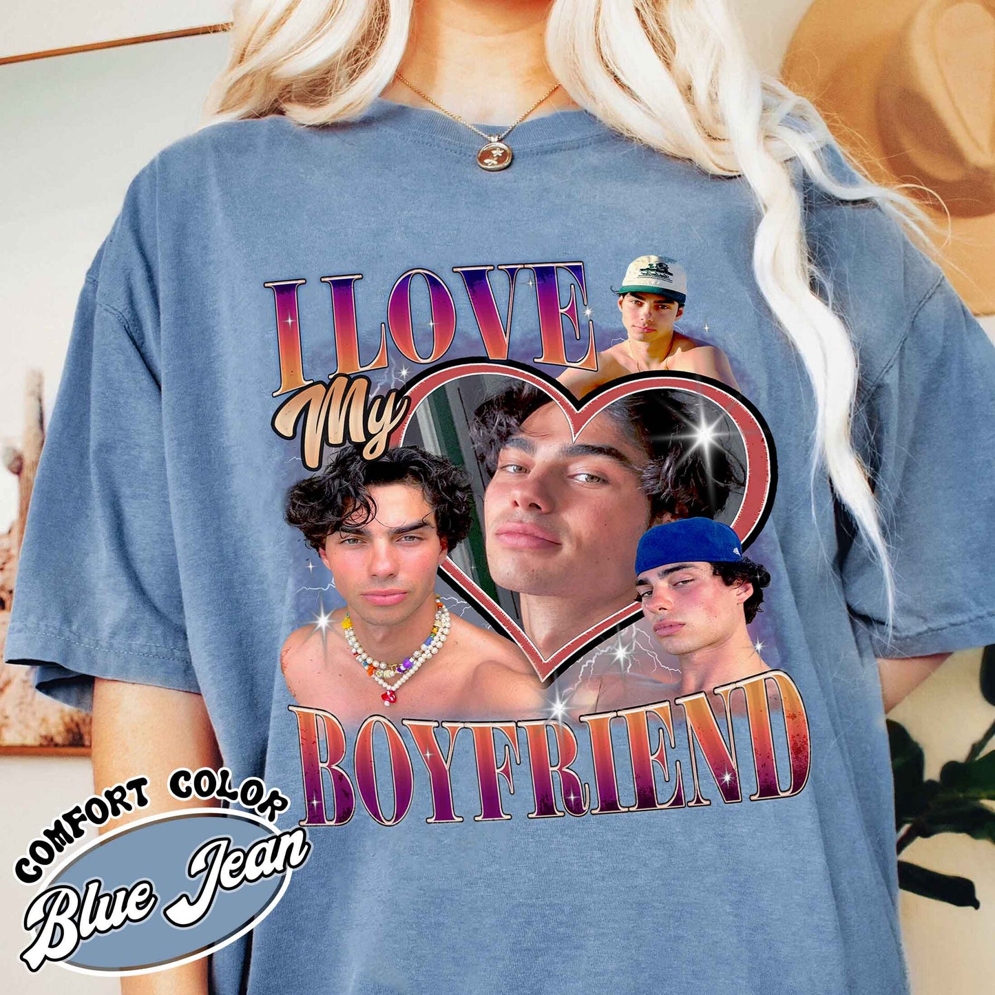 I Love My Boyfriend Shirt, I Love My Boyfriend Shirt Custom, Retro Rap Tee, Gift for Boyfriend, Vintage Graphic 90s Tshirt, Custom Photo