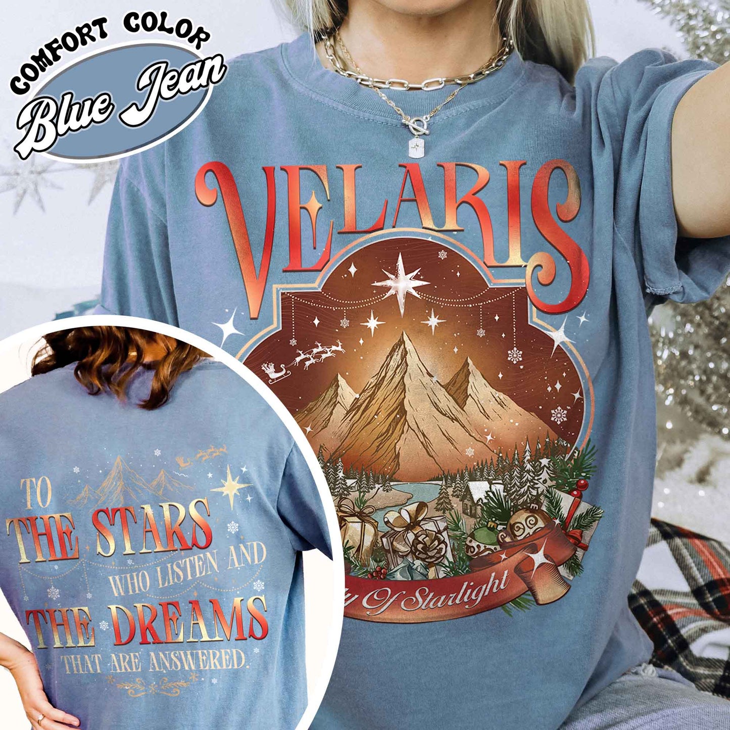 Velaris City of Starlight Two-Sided Shirt, Velaris Shirt Comfort Colors, Velaris City Starlight Shirt, City of Velaris, Velaris Christmas Shirt