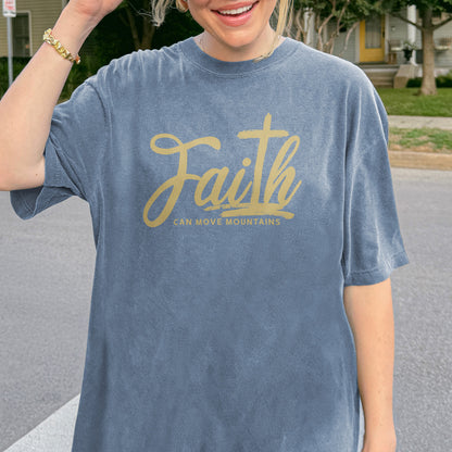 Faith Can Move Mountains Shirt | Christian Cross Bible Verse Tee