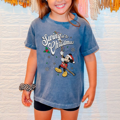 Swing Into Christmas Shirt: Funny Mickey Christmas Tee, Cute Holiday Shirt, Festive Disney Christmas Outfit Youth Tshirt