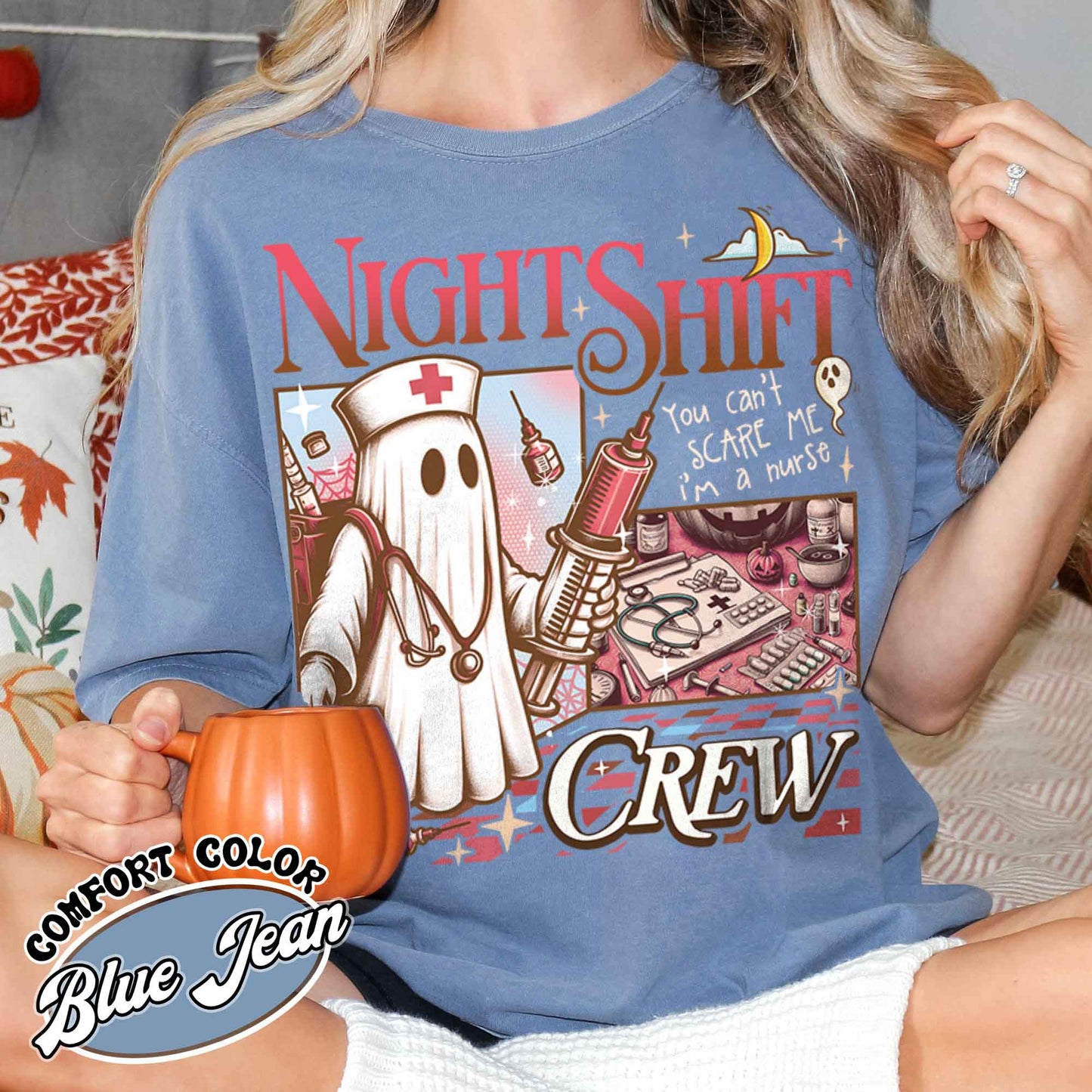 Night Shift Crew Ghost Shirt, Night Shift Crew Halloween Shirt, Halloween Night Shift Crew, Registered Nurse Halloween Shirt, Halloween RN Shirt