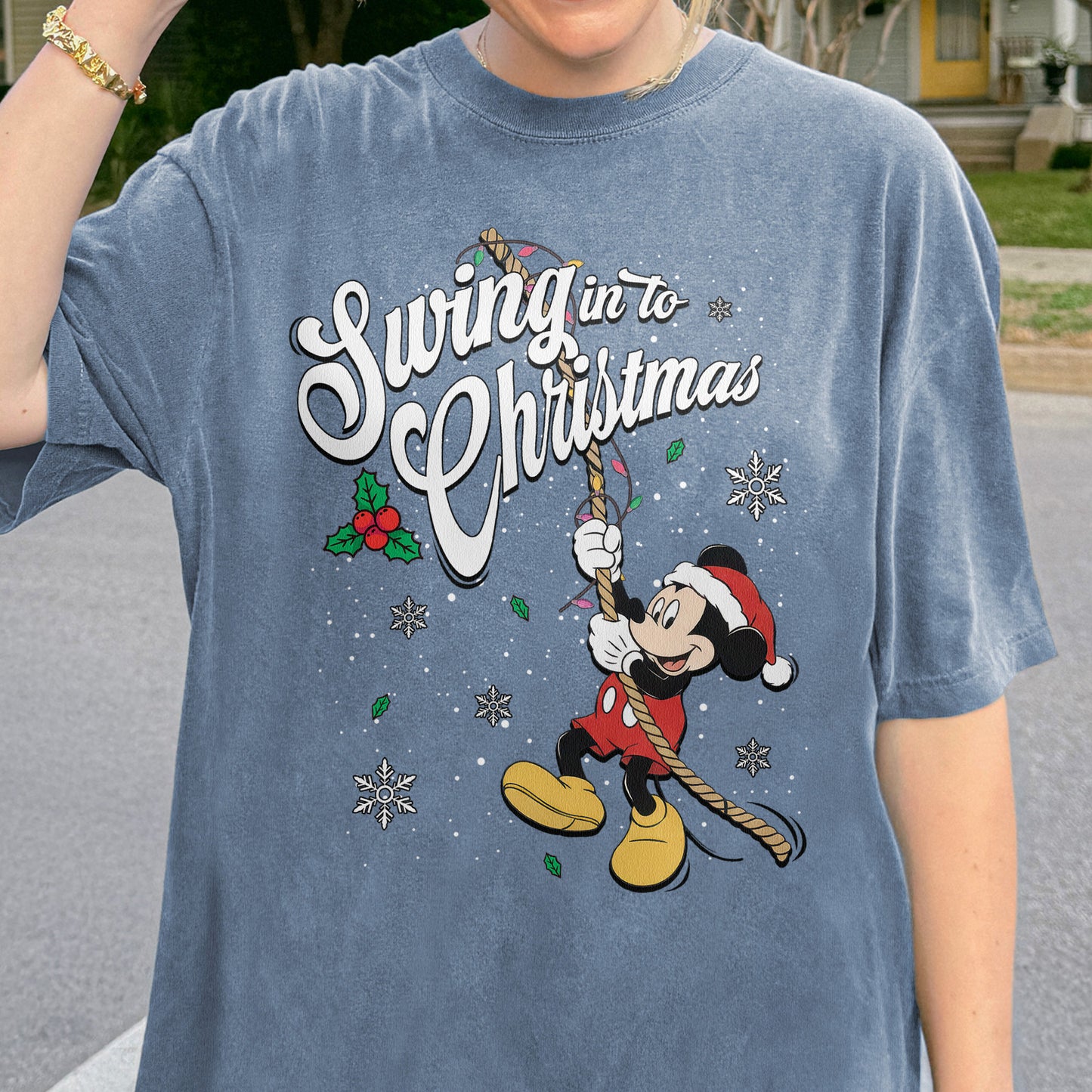Swing Into Christmas Shirt: Funny Mickey Christmas Tee, Cute Holiday Shirt, Festive Disney Christmas Outfit Tshirt