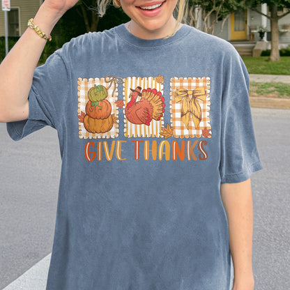 Thanksgiving Holiday, Give Thanks Coquette, Fall Pumpkin Turkey, Grateful Thankful Blessed, Autumn Gift Tshirt