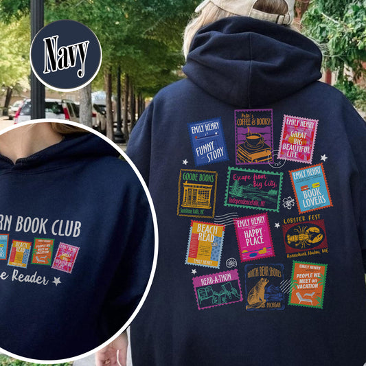 Book Lovers Hoodie,Emily Henry Books Stamp Hoodie, Sunshine Falls Hoodie, Happy Place Inspired Hoodie