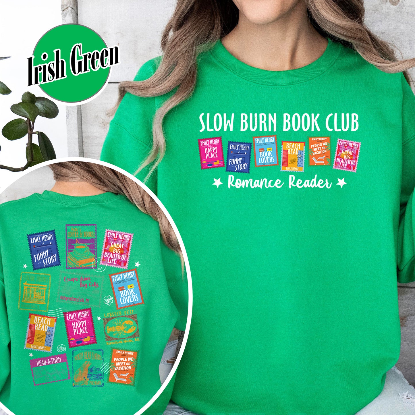 Book Lovers Sweatshirt,Emily Henry Books Stamp Sweatshirt, Sunshine Falls Sweatshirt, Happy Place Inspired Sweatshirt