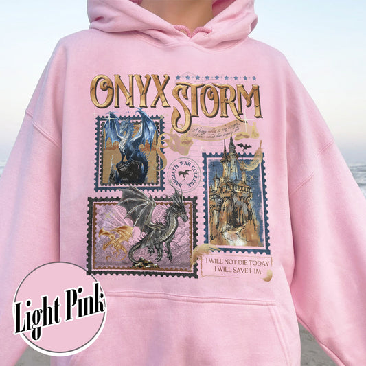 Bookish Hoodie, Fantasy Book Club Stamp Hoodie, Onyx Storm Dragon Rider Basgiath War College Hoodie