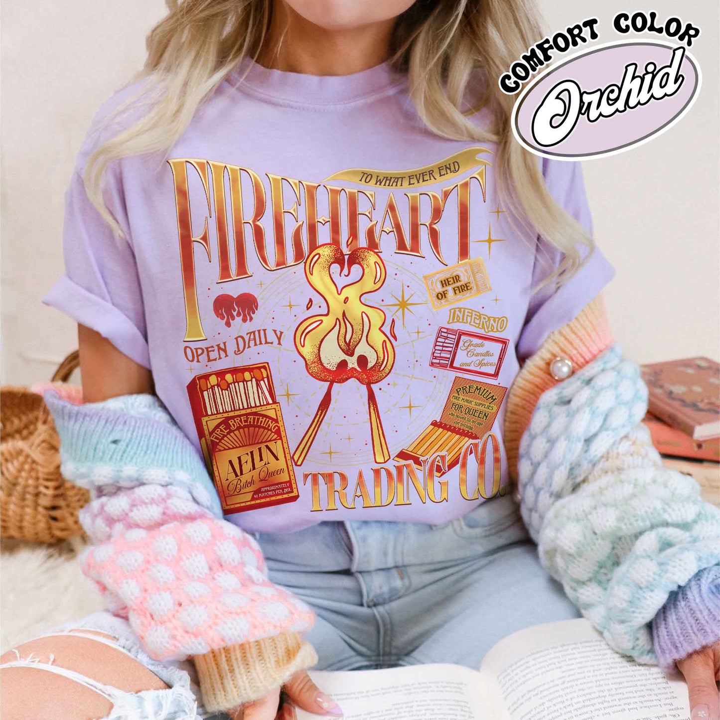Bookish Comfort Color Shirt, Fireheart Aelin Galathynius Trading Co Shirt, to Whatever End T-Shirt