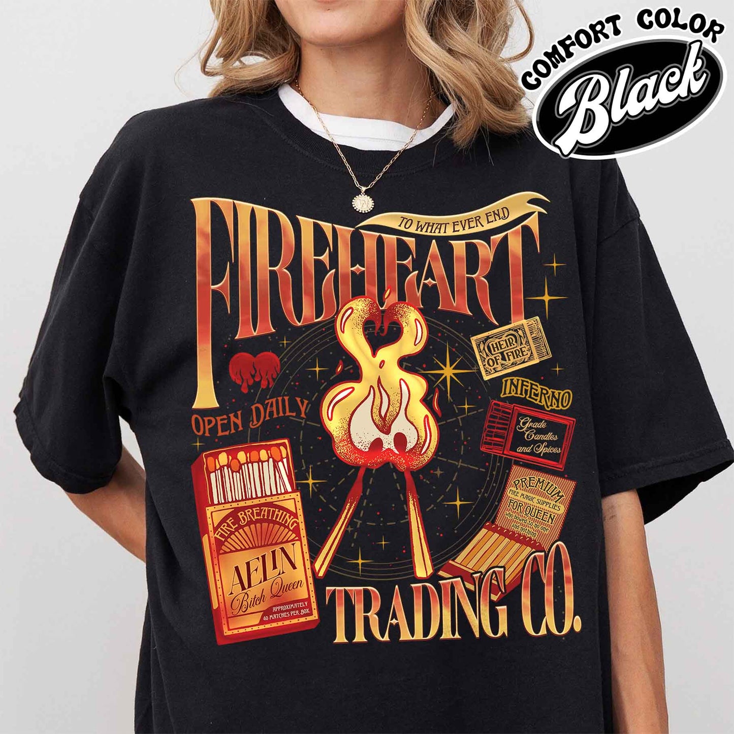 Bookish Comfort Color Shirt, Fireheart Aelin Galathynius Trading Co Shirt, to Whatever End T-Shirt