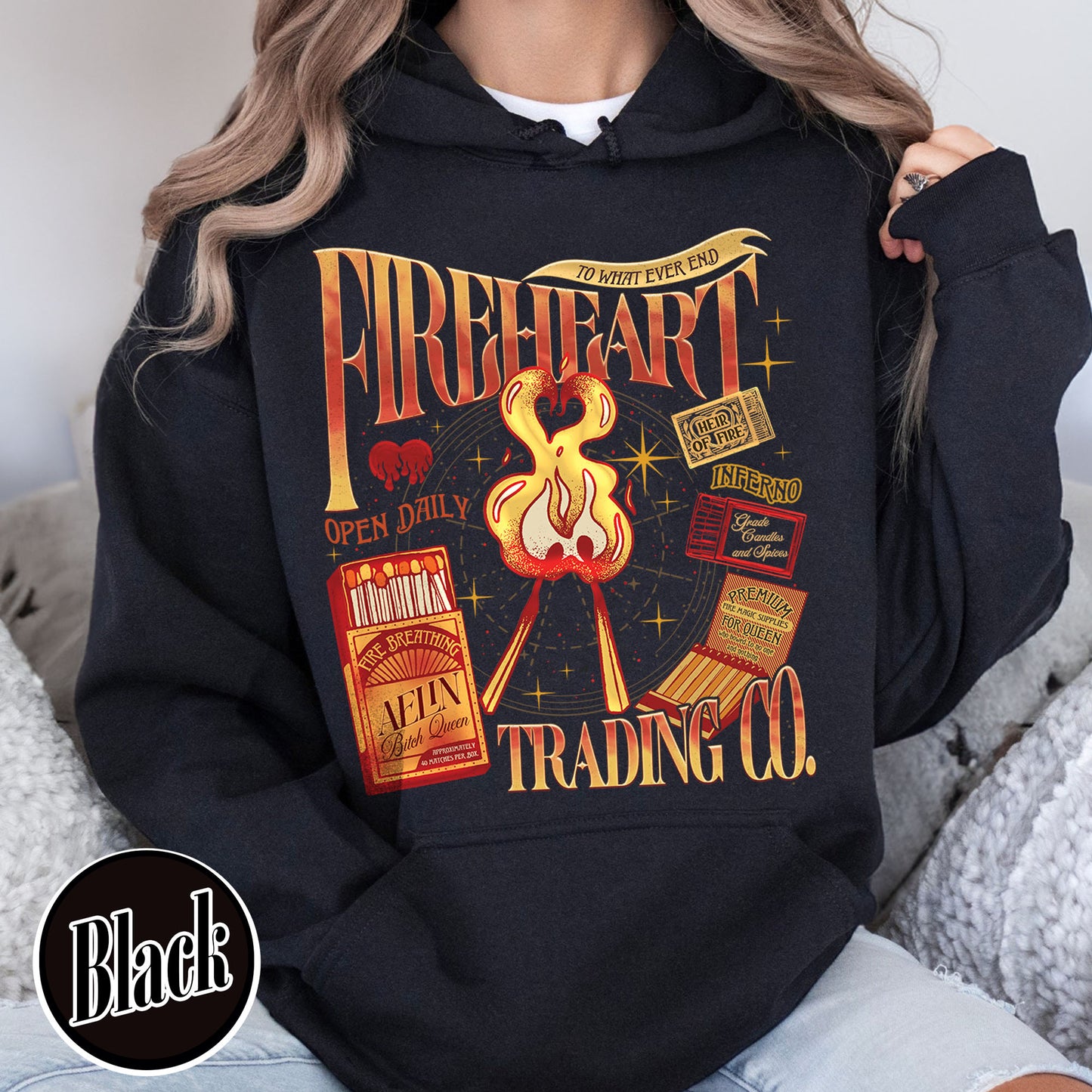 Bookish Hoodie, Fireheart Aelin Galathynius Trading Co Hoodie, to Whatever End Hoodie