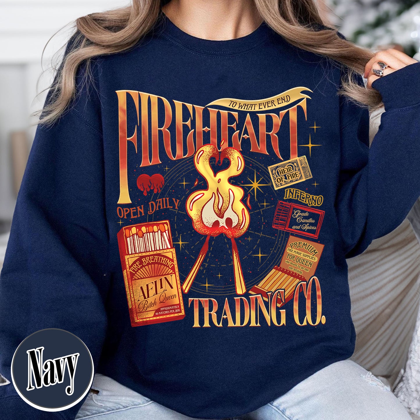 Bookish Sweatshirt, Fireheart Aelin Galathynius Trading Co Sweatshirt, to Whatever End Sweatshirt