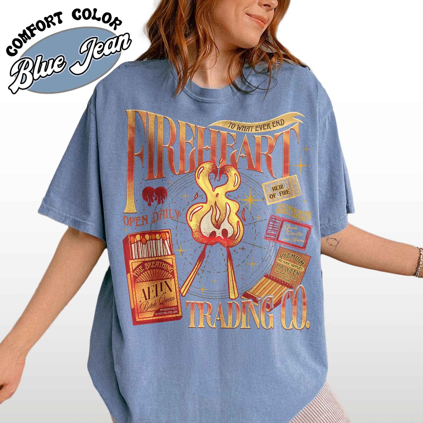 Bookish Comfort Color Shirt, Fireheart Aelin Galathynius Trading Co Shirt, to Whatever End T-Shirt