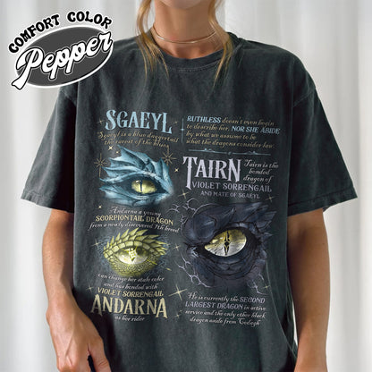 Bookish Comfort Color Shirt, Fourth Wing Dragon’s Eyes Shirt, Gift for Readers, Dragon Rider Shirt