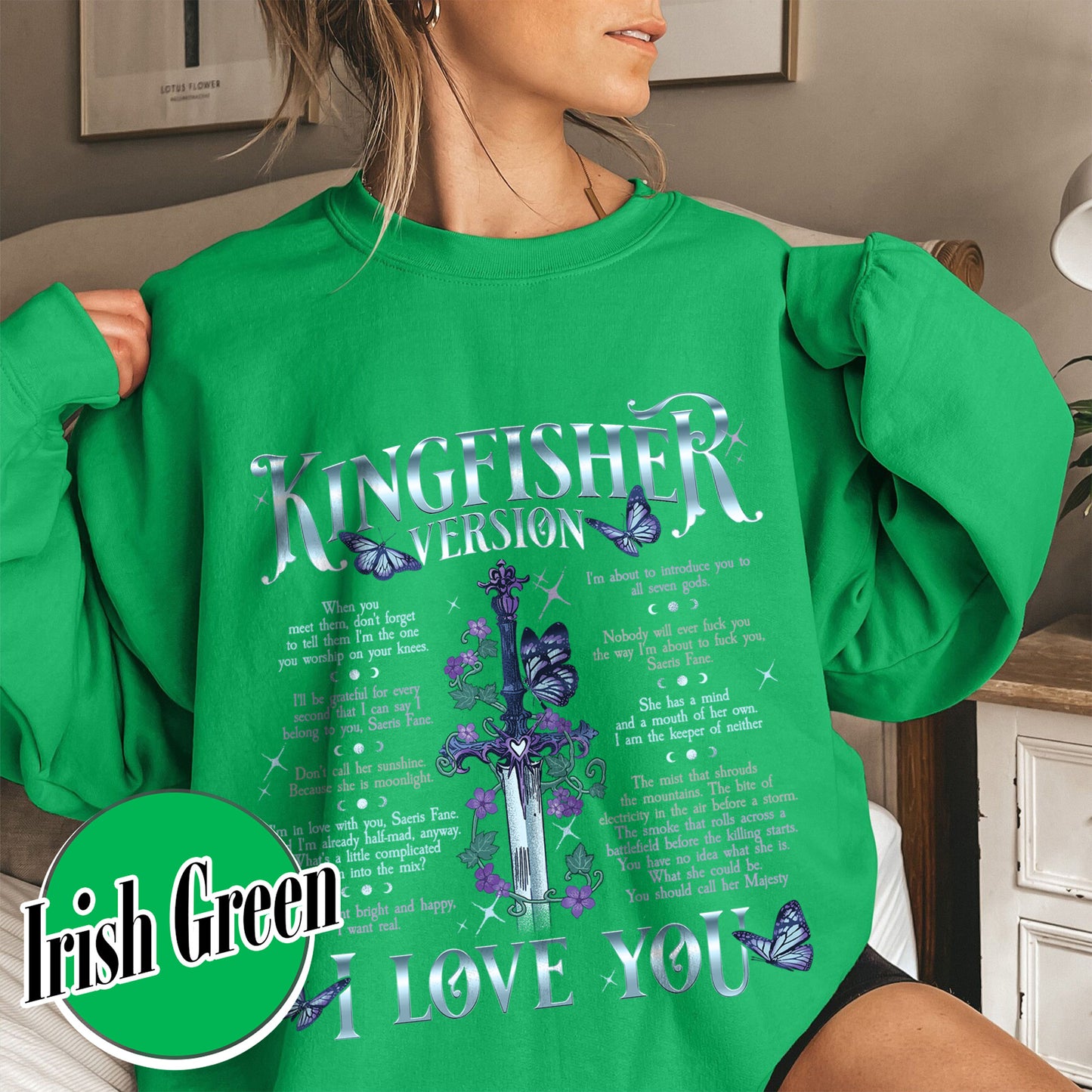 Bookish Sweatshirt, I Love You Kingfisher Version Sweatshirt, Quicksilver Saeris Fane Sweatshirt