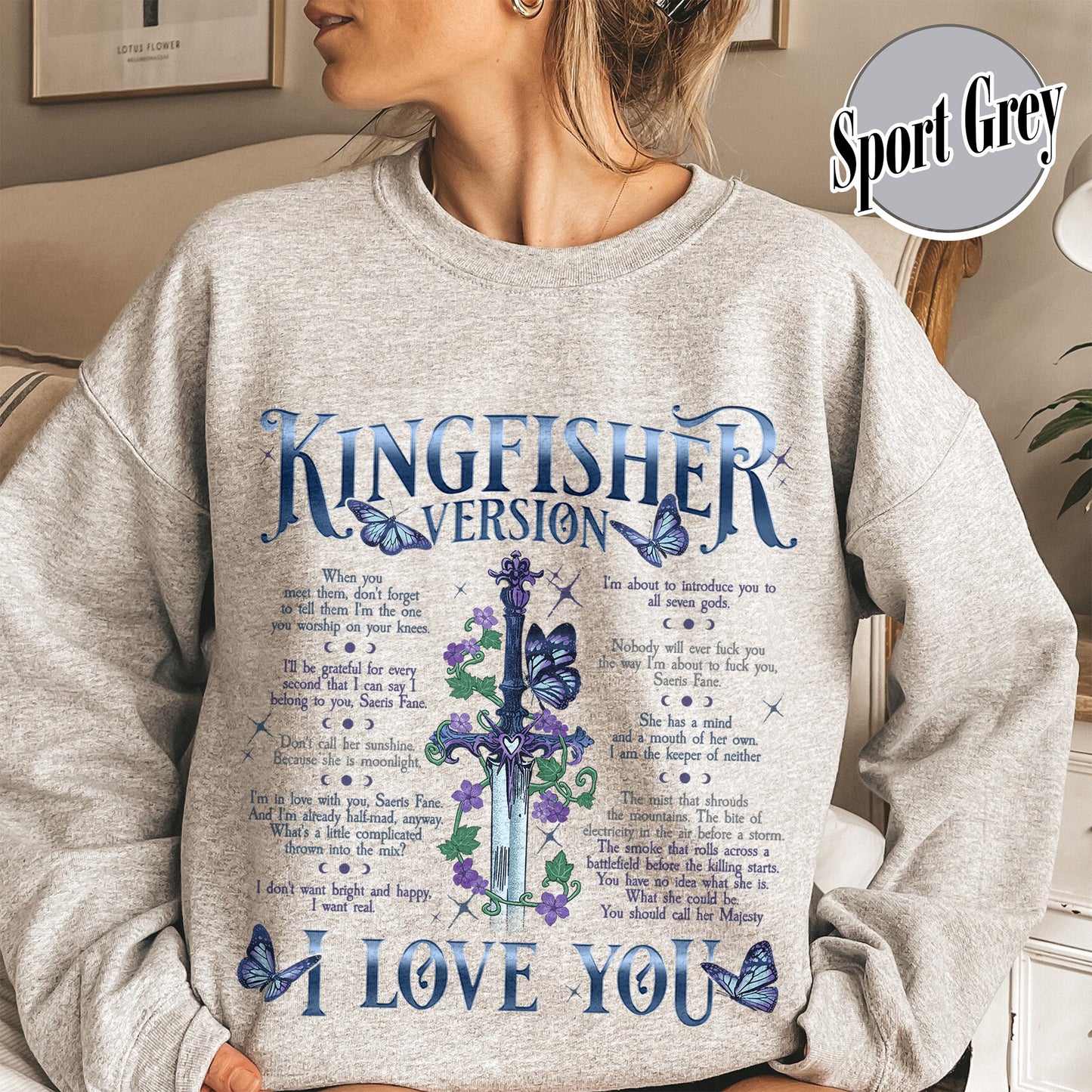 Bookish Sweatshirt, I Love You Kingfisher Version Sweatshirt, Quicksilver Saeris Fane Sweatshirt