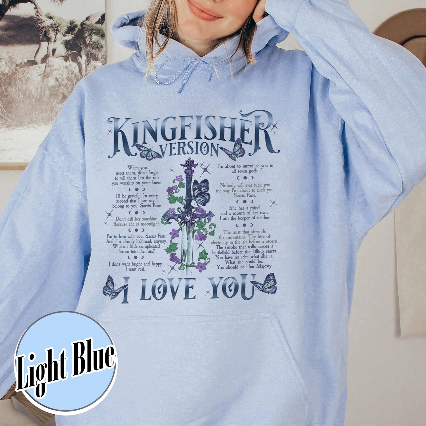 Bookish Hoodie, I Love You Kingfisher Version Hoodie, Quicksilver Saeris Fane Hoodie