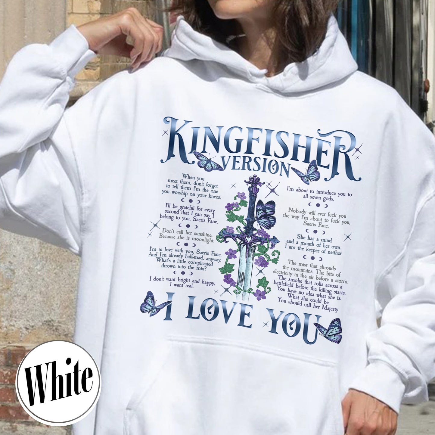 Bookish Hoodie, I Love You Kingfisher Version Hoodie, Quicksilver Saeris Fane Hoodie