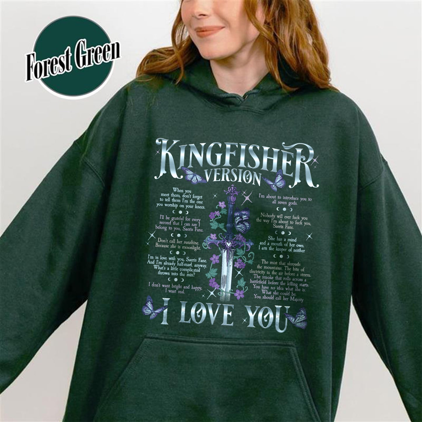 Bookish Hoodie, I Love You Kingfisher Version Hoodie, Quicksilver Saeris Fane Hoodie