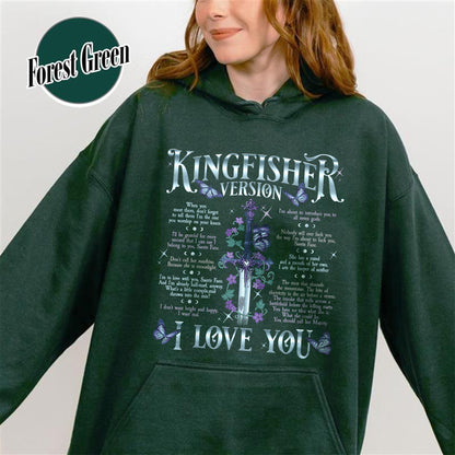 Bookish Hoodie, I Love You Kingfisher Version Hoodie, Quicksilver Saeris Fane Hoodie