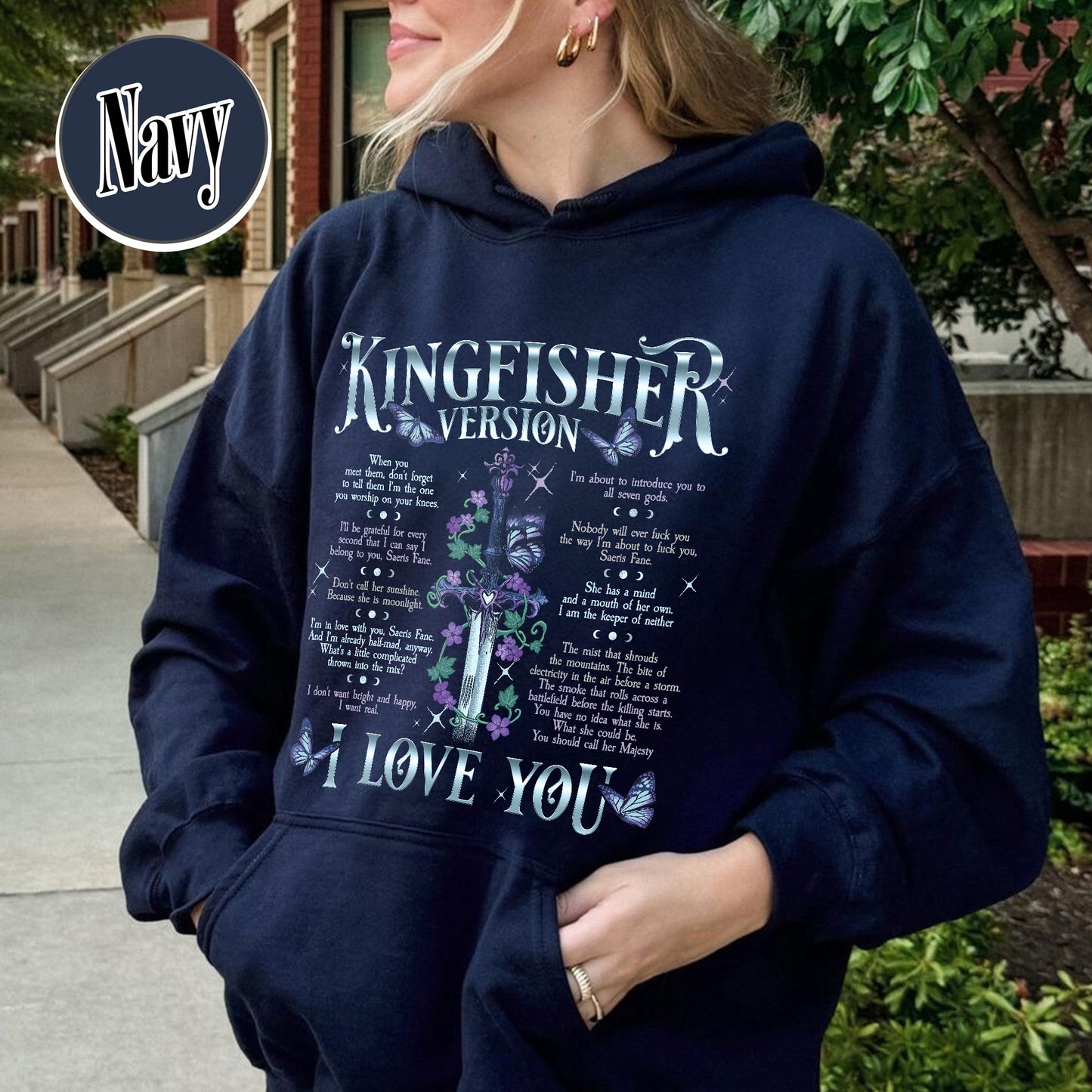 Bookish Hoodie, I Love You Kingfisher Version Hoodie, Quicksilver Saeris Fane Hoodie