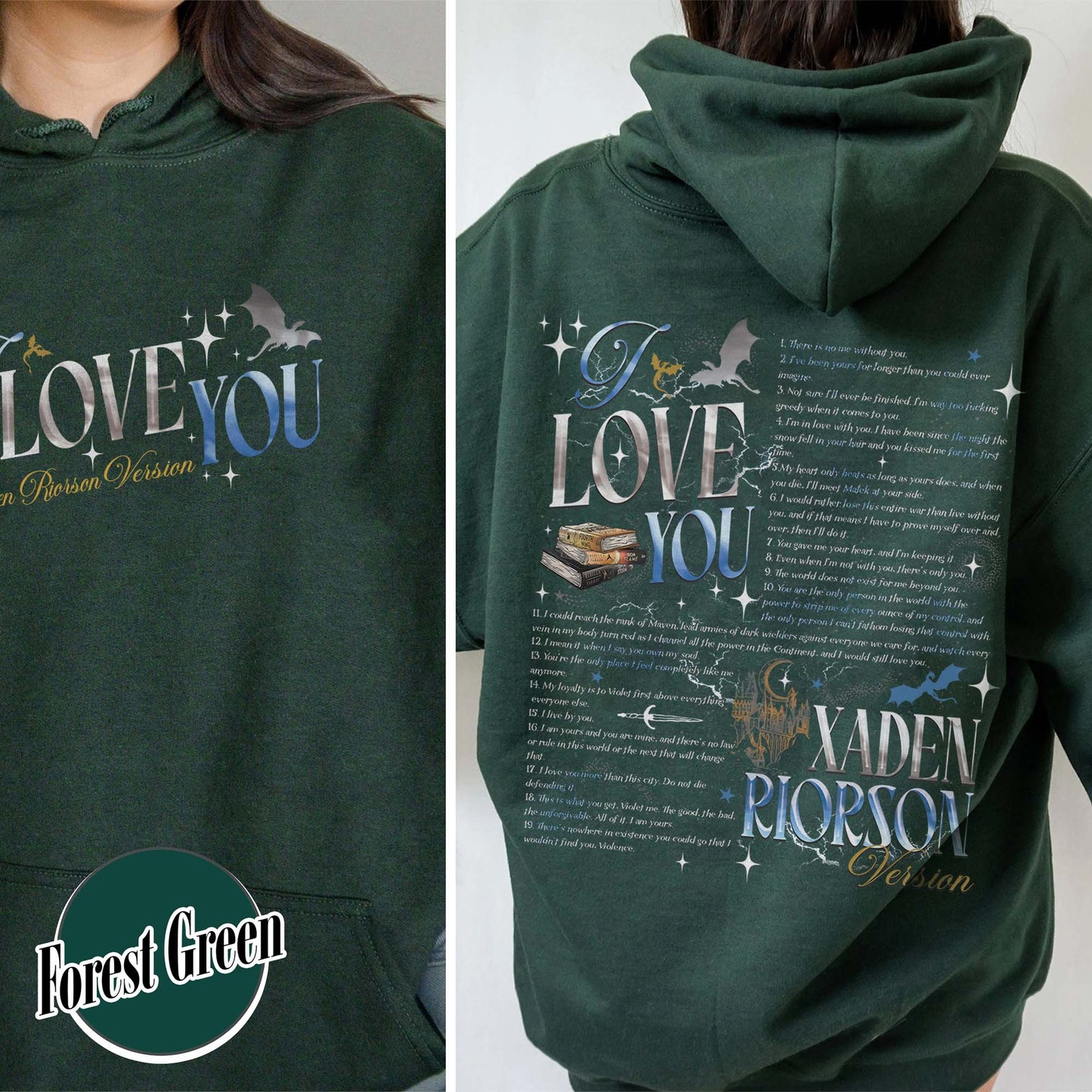 Bookish Hoodie, I Love You Xaden Riorson Version Hoodie, Fourth Wing Book Hoodie