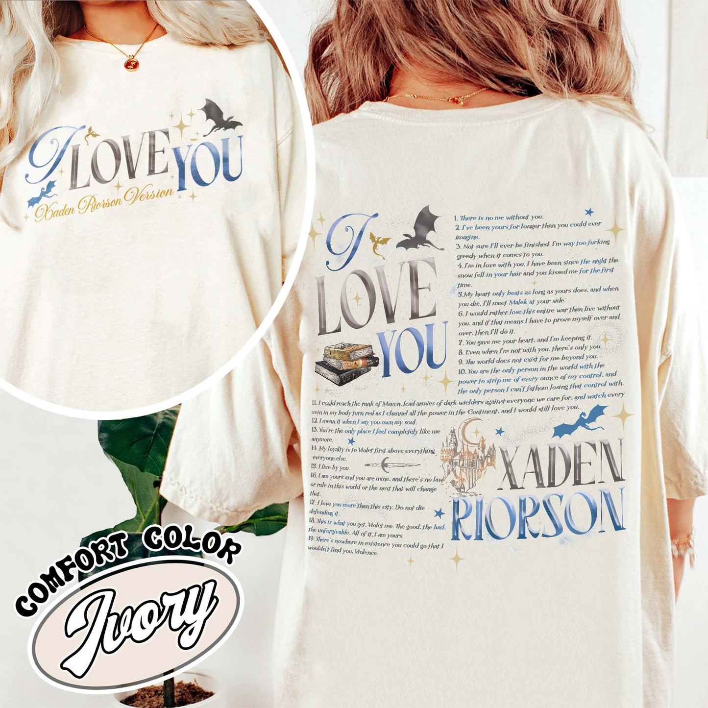 Bookish Comfort Color Shirt, I Love You Xaden Riorson Version Shirt, Fourth Wing Book Shirt