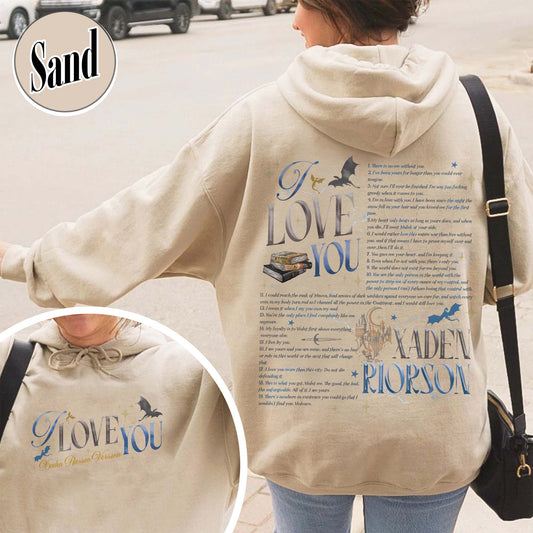 Bookish Hoodie, I Love You Xaden Riorson Version Hoodie, Fourth Wing Book Hoodie