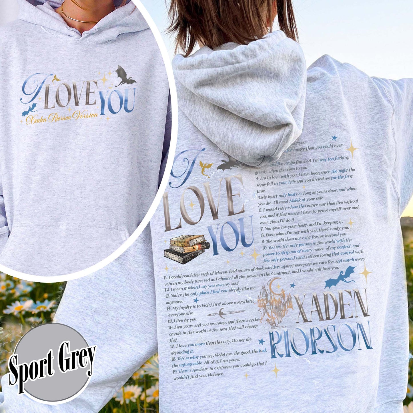 Bookish Hoodie, I Love You Xaden Riorson Version Hoodie, Fourth Wing Book Hoodie