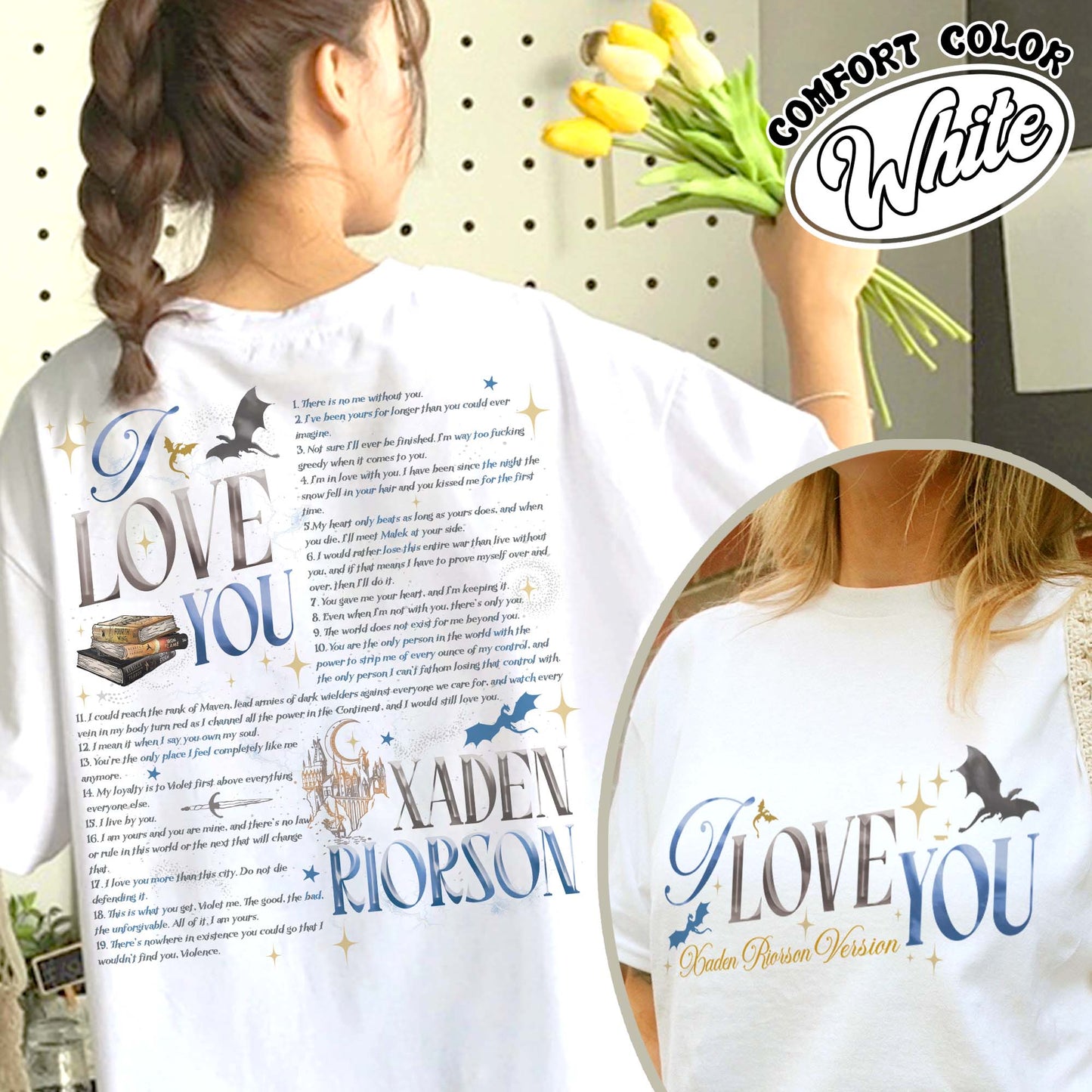 Bookish Comfort Color Shirt, I Love You Xaden Riorson Version Shirt, Fourth Wing Book Shirt