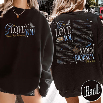 Bookish Sweatshirt, I Love You Xaden Riorson Version Sweatshirt, Fourth Wing Book Sweatshirt