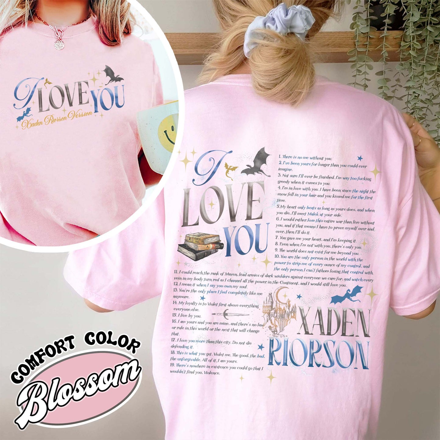 Bookish Comfort Color Shirt, I Love You Xaden Riorson Version Shirt, Fourth Wing Book Shirt