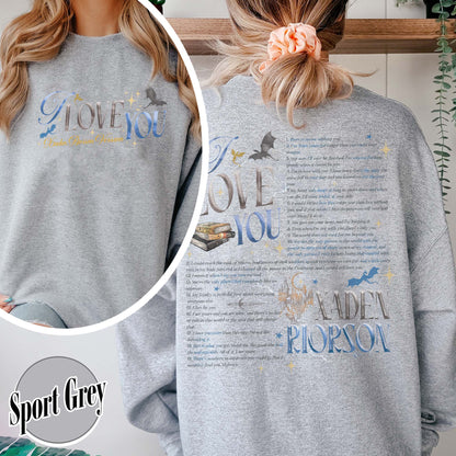 Bookish Sweatshirt, I Love You Xaden Riorson Version Sweatshirt, Fourth Wing Book Sweatshirt