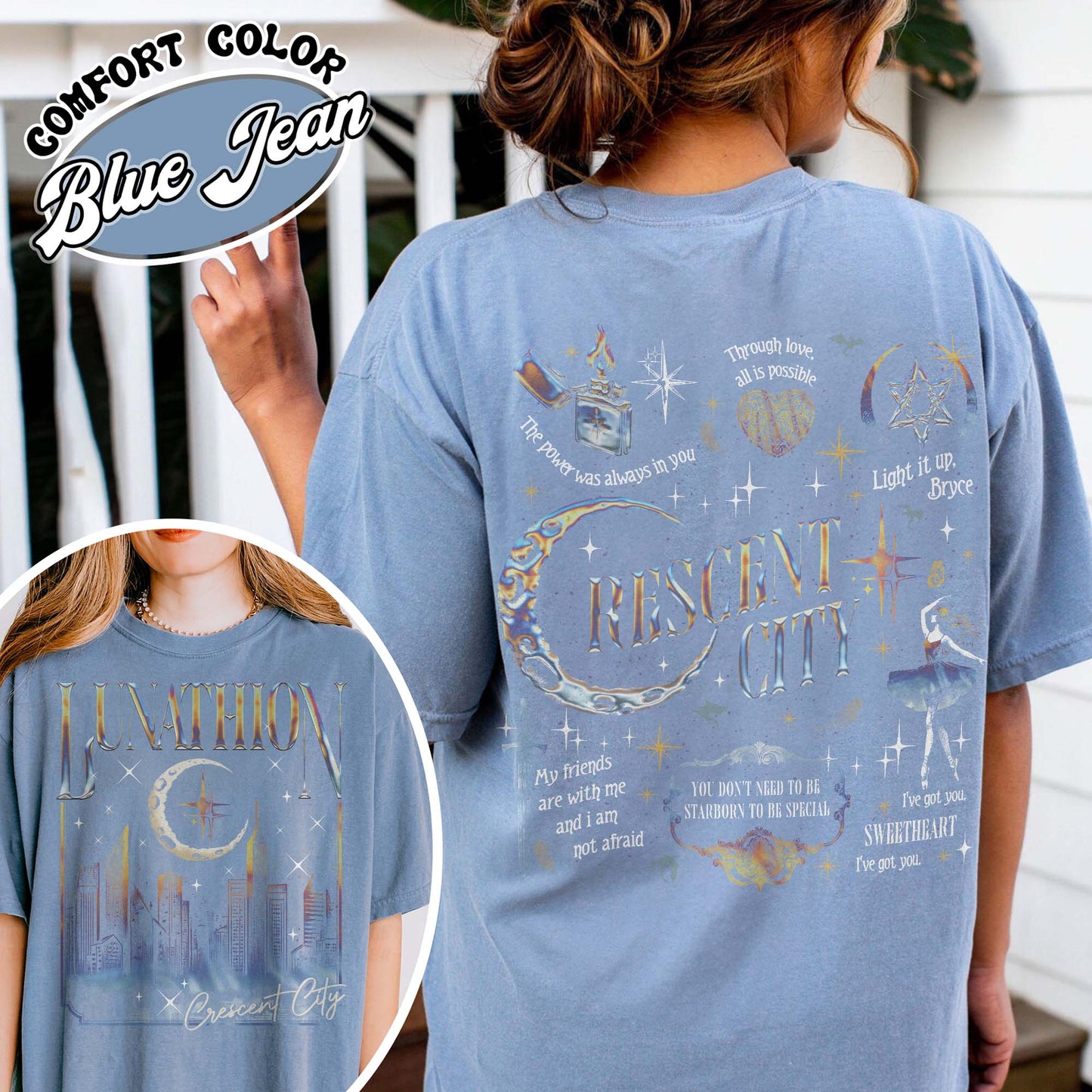Bookish Comfort Color Shirt, Lunathion Crescent City Shirt, Bryce Quinlan Crescent City Sjm Merch