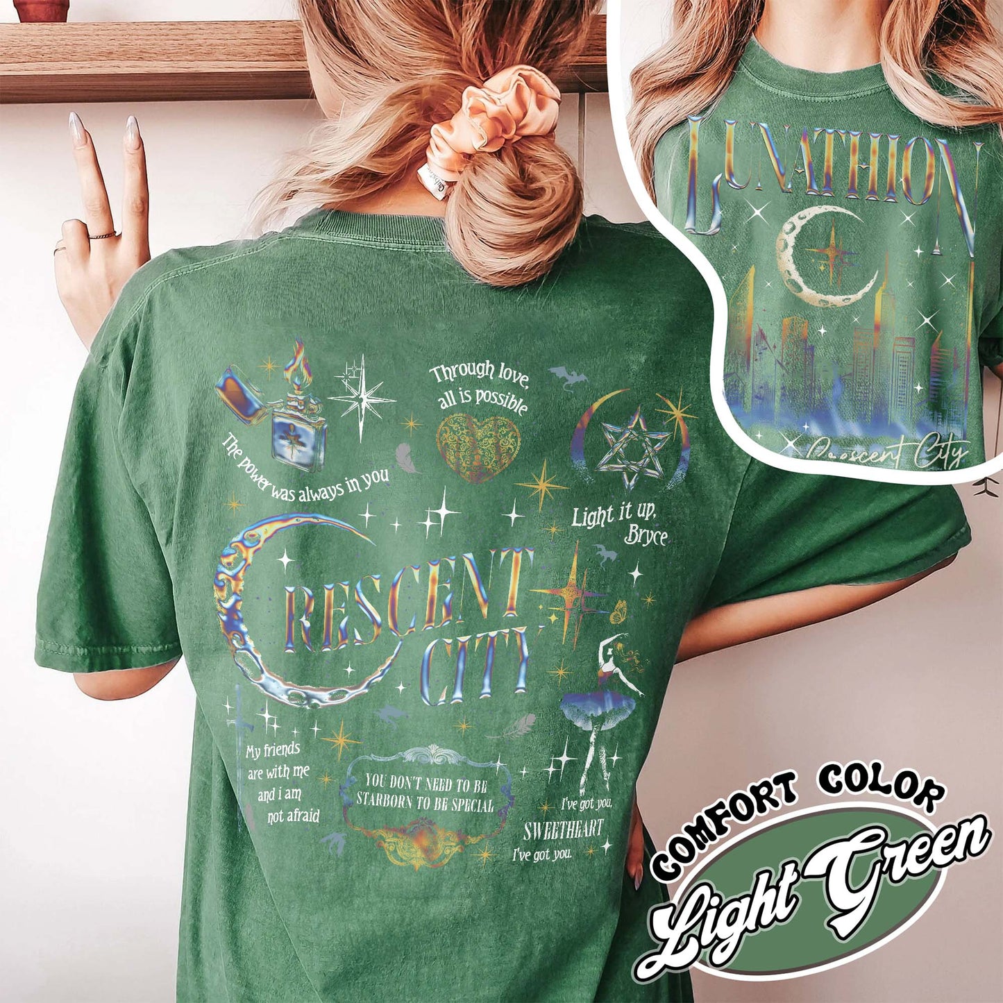 Bookish Comfort Color Shirt, Lunathion Crescent City Shirt, Bryce Quinlan Crescent City Sjm Merch